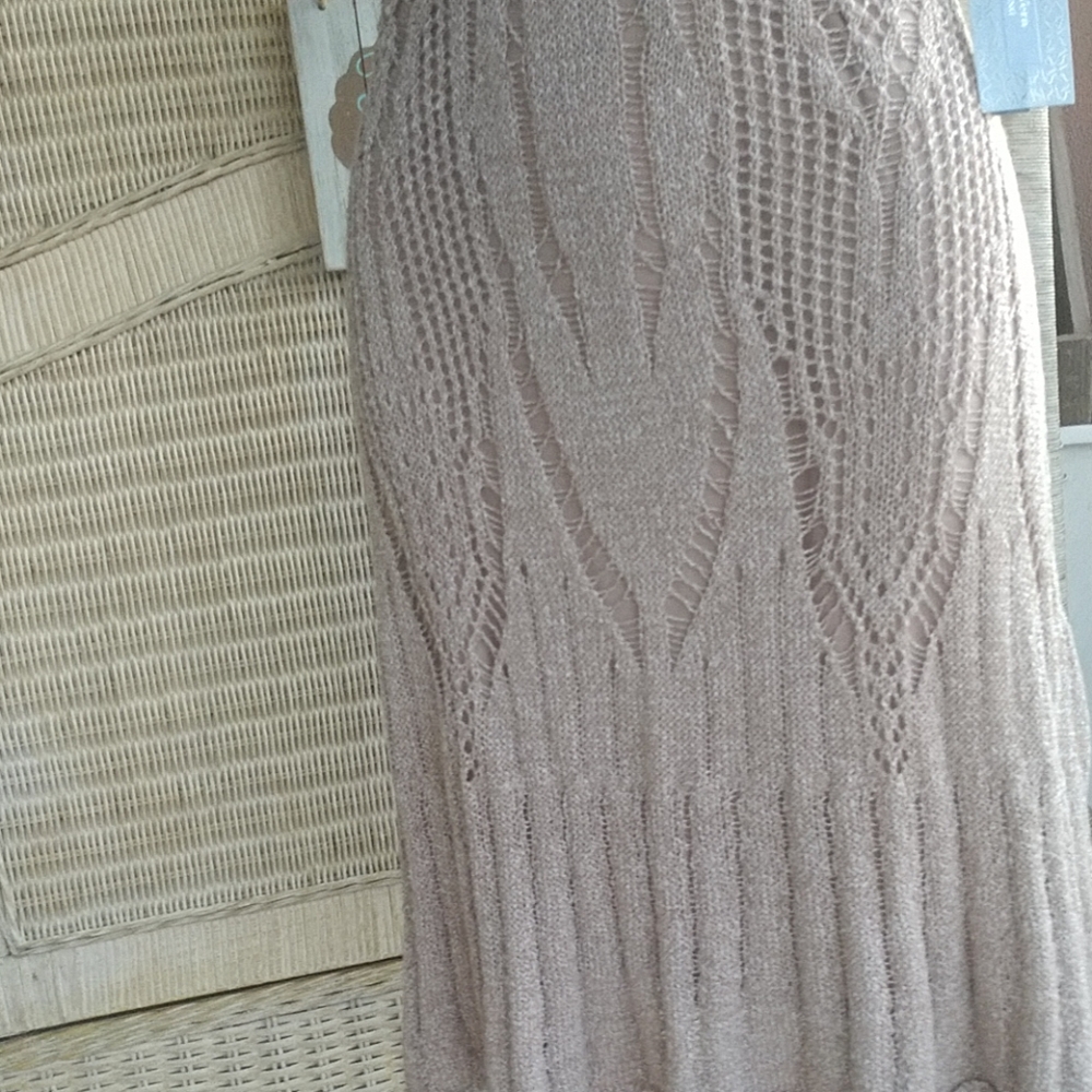 COMING MSRP=$68 NWT Mermaid Influenced Lined Taupe Fishnet Dress NWT - Picture 4 of 8